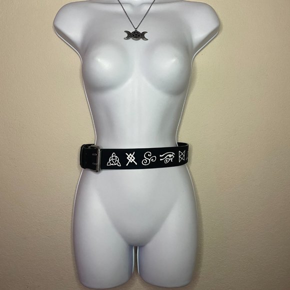 disturbia occult wicca symbol faux leather belt - Picture 4 of 5
